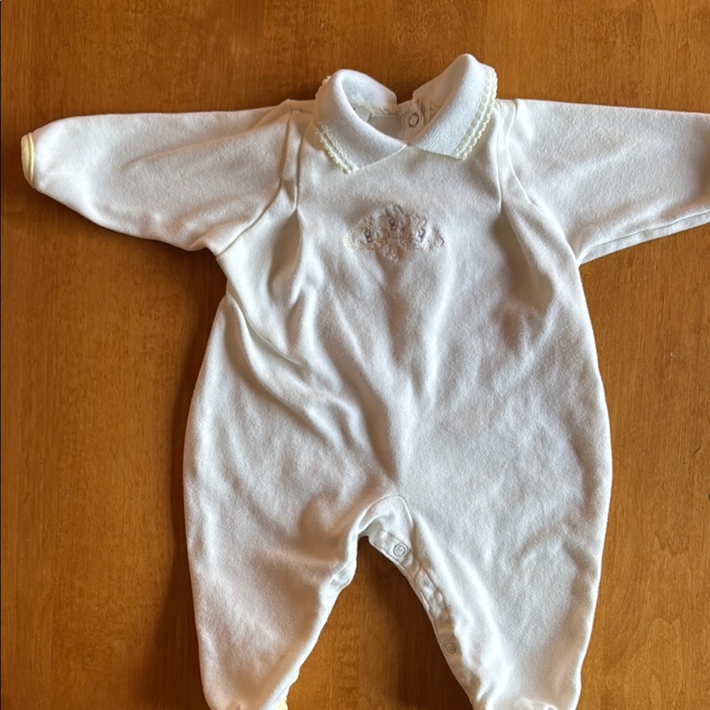 Baby Dior White Footed One Piece with Wrap Neckline
